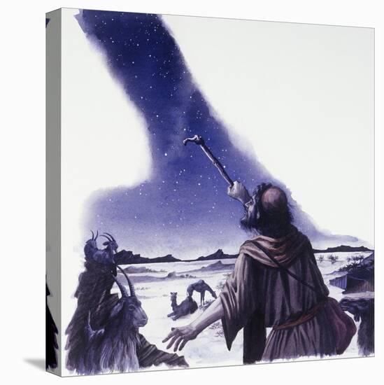 Abraham Looks Up at Starry Sky-null-Stretched Canvas