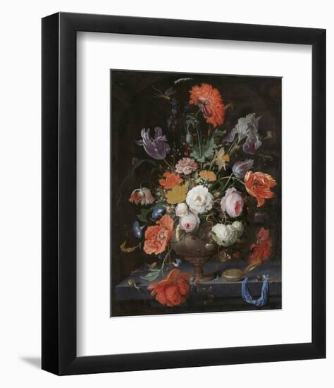 Abraham Mignon, Still Life with Flowers and a Watch-Dutch Florals-Framed Art Print