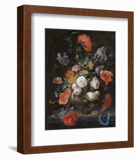 Abraham Mignon, Still Life with Flowers and a Watch-Dutch Florals-Framed Art Print