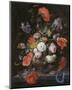 Abraham Mignon, Still Life with Flowers and a Watch-Dutch Florals-Mounted Art Print