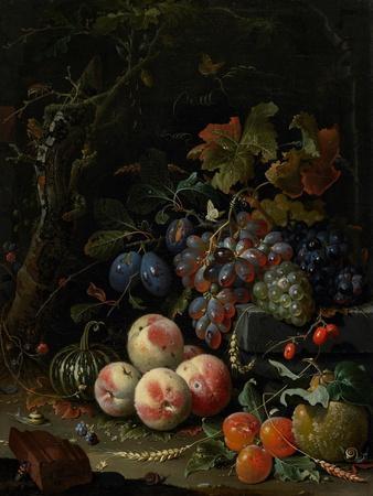 Still Life with Fruit, Foliage and Insects, C.1669