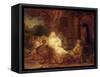 Abraham Receives the Three Angels-Rembrandt van Rijn-Framed Stretched Canvas