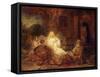 Abraham Receives the Three Angels-Rembrandt van Rijn-Framed Stretched Canvas