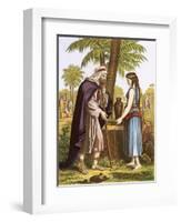 Abraham's Servant and Rebekah-English-Framed Giclee Print