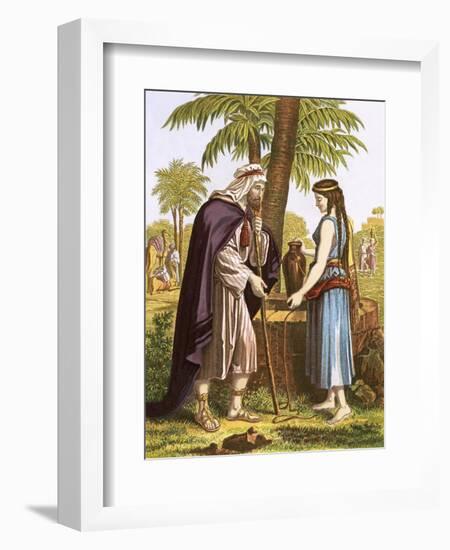 Abraham's Servant and Rebekah-English-Framed Giclee Print