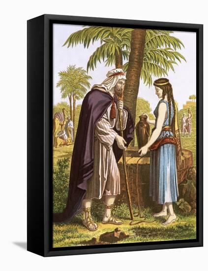 Abraham's Servant and Rebekah-English-Framed Stretched Canvas