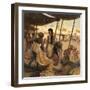 Abraham's Wife, Sarai, and a Slave Bargain for Cloth in a Marketplace-Tom Lovell-Framed Premium Photographic Print