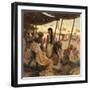 Abraham's Wife, Sarai, and a Slave Bargain for Cloth in a Marketplace-Tom Lovell-Framed Premium Photographic Print