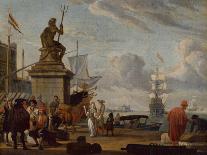 A Capriccio Mediterranean Harbour with Elegant Figures and Merchants, 1689-Abraham Storck-Giclee Print