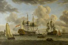 Poeple Walking at the Banks of the River Ij with Ships, 1693-Abraham Storck-Giclee Print