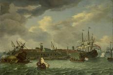 Poeple Walking at the Banks of the River Ij with Ships, 1693-Abraham Storck-Giclee Print