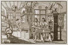 Medieval German Printing Press (Engraving)-Abraham van Werdt-Stretched Canvas