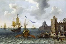 Settlement on a Rocky Shore with the Dutch Fleet Approaching, 1640-Abraham Willaerts-Giclee Print