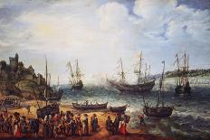 Settlement on a Rocky Shore with the Dutch Fleet Approaching, 1640-Abraham Willaerts-Laminated Giclee Print