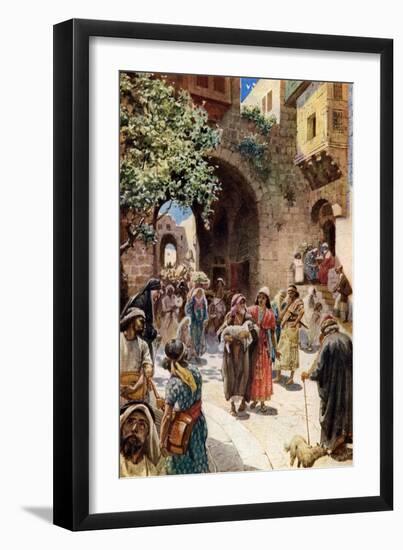 Absalom steals the hearts of the people - Bible-William Brassey Hole-Framed Premium Giclee Print