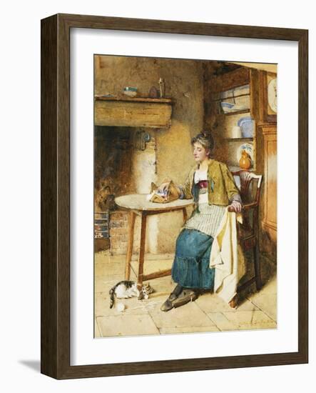 Absent Thoughts, 1884 (Pencil and Watercolour)-Carlton Alfred Smith-Framed Giclee Print