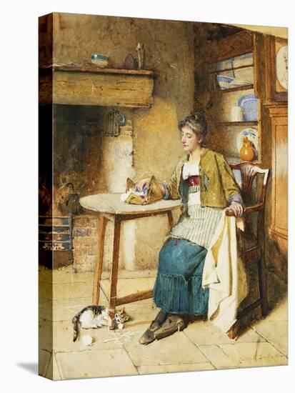Absent Thoughts, 1884 (Pencil and Watercolour)-Carlton Alfred Smith-Stretched Canvas