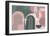 Abstract Arches Pink Green 2-Urban Epiphany-Framed Art Print