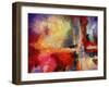 Abstract Art Background. Oil on Canvas. Warm Colors. Soft Brushstrokes of Paint. Modern Art. Contem-Avgust Avgustus-Framed Art Print