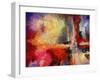 Abstract Art Background. Oil on Canvas. Warm Colors. Soft Brushstrokes of Paint. Modern Art. Contem-Avgust Avgustus-Framed Art Print