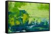 Abstract Art Background. Oil Painting on Canvas. Green and Yellow Texture. Fragment of Artwork. Spo-Sweet Art-Framed Stretched Canvas