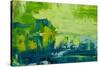 Abstract Art Background. Oil Painting on Canvas. Green and Yellow Texture. Fragment of Artwork. Spo-Sweet Art-Stretched Canvas