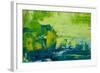 Abstract Art Background. Oil Painting on Canvas. Green and Yellow Texture. Fragment of Artwork. Spo-Sweet Art-Framed Photographic Print