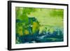 Abstract Art Background. Oil Painting on Canvas. Green and Yellow Texture. Fragment of Artwork. Spo-Sweet Art-Framed Photographic Print