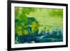 Abstract Art Background. Oil Painting on Canvas. Green and Yellow Texture. Fragment of Artwork. Spo-Sweet Art-Framed Photographic Print