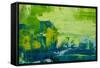 Abstract Art Background. Oil Painting on Canvas. Green and Yellow Texture. Fragment of Artwork. Spo-Sweet Art-Framed Stretched Canvas