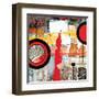 Abstract Art Collage, Mixed Media And Watercolor On Paper-Andriy Zholudyev-Framed Art Print