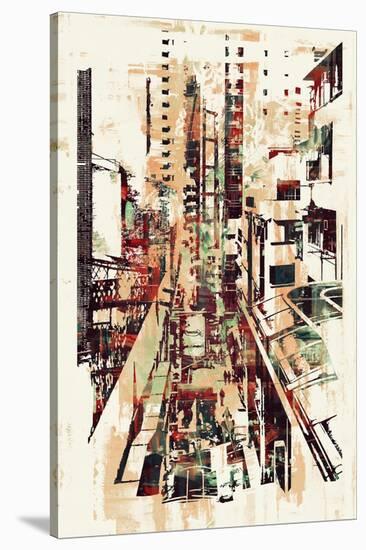 Abstract Art of Cityscape,Illustration Painting-Tithi Luadthong-Stretched Canvas