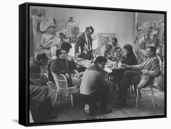 Abstract Artists in Group Discussion in the East 10th St Studio of Milton Resnick-James Burke-Framed Stretched Canvas