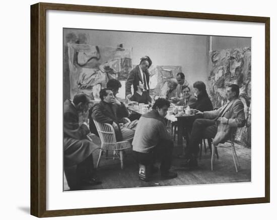 Abstract Artists in Group Discussion in the East 10th St Studio of Milton Resnick-James Burke-Framed Premium Photographic Print