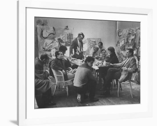 Abstract Artists in Group Discussion in the East 10th St Studio of Milton Resnick-James Burke-Framed Premium Photographic Print