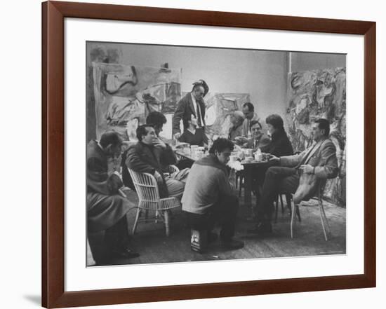 Abstract Artists in Group Discussion in the East 10th St Studio of Milton Resnick-James Burke-Framed Premium Photographic Print