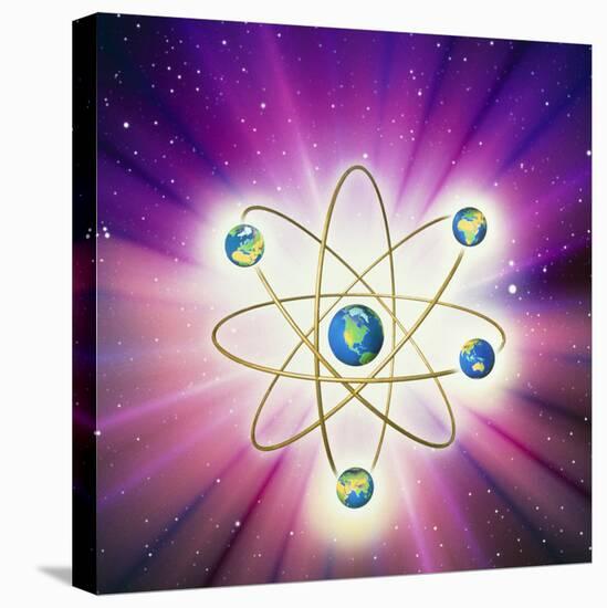 Abstract Artwork of Earth Arranged As An Atom-Mehau Kulyk-Stretched Canvas