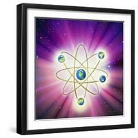 Abstract Artwork of Earth Arranged As An Atom-Mehau Kulyk-Framed Premium Photographic Print