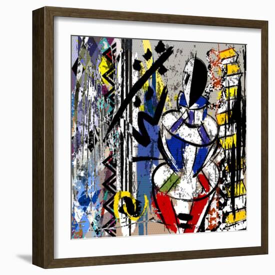 Abstract Background Composition, Illustration with Strokes and Splashes-Kirsten Hinte-Framed Art Print