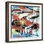 Abstract Background Composition, with Paint Strokes and Splashes, Seamless Pattern-Kirsten Hinte-Framed Art Print