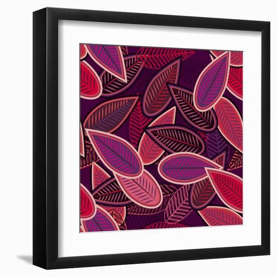 Abstract Background with Lilac Leaves-Lola Tsvetaeva-Framed Art Print