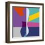 Abstract Background with Woman Silhouette Geometric Shapes Minimalistic Style-EverstRuslan-Framed Art Print