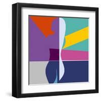 Abstract Background with Woman Silhouette Geometric Shapes Minimalistic Style-EverstRuslan-Framed Art Print