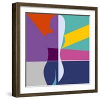 Abstract Background with Woman Silhouette Geometric Shapes Minimalistic Style-EverstRuslan-Framed Art Print