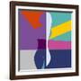 Abstract Background with Woman Silhouette Geometric Shapes Minimalistic Style-EverstRuslan-Framed Art Print