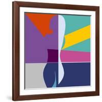 Abstract Background with Woman Silhouette Geometric Shapes Minimalistic Style-EverstRuslan-Framed Art Print