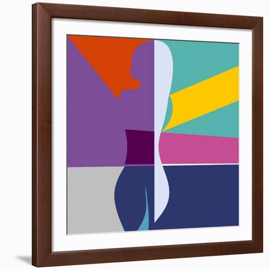 Abstract Background with Woman Silhouette Geometric Shapes Minimalistic Style-EverstRuslan-Framed Art Print