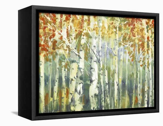 Abstract Birch Trees Warm-Marietta Cohen Art and Design-Framed Stretched Canvas