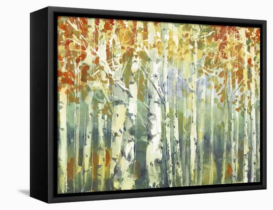 Abstract Birch Trees Warm-Marietta Cohen Art and Design-Framed Stretched Canvas