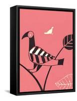 Abstract Bird Perched on Branch-Found Image Press-Framed Stretched Canvas